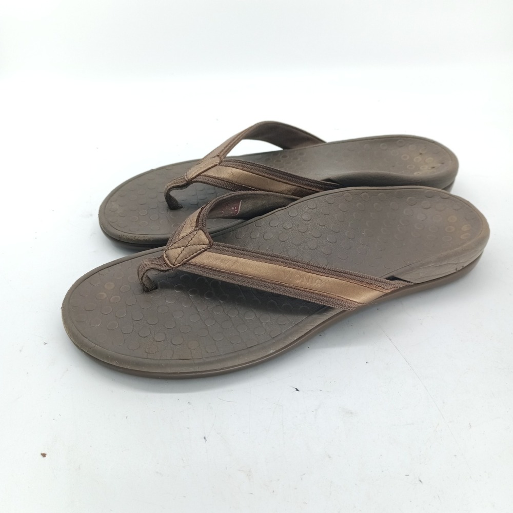 Vionic Womens Brown Orthotic Flip Flop Sandals Thong Comfort Shoes Size 10 s8